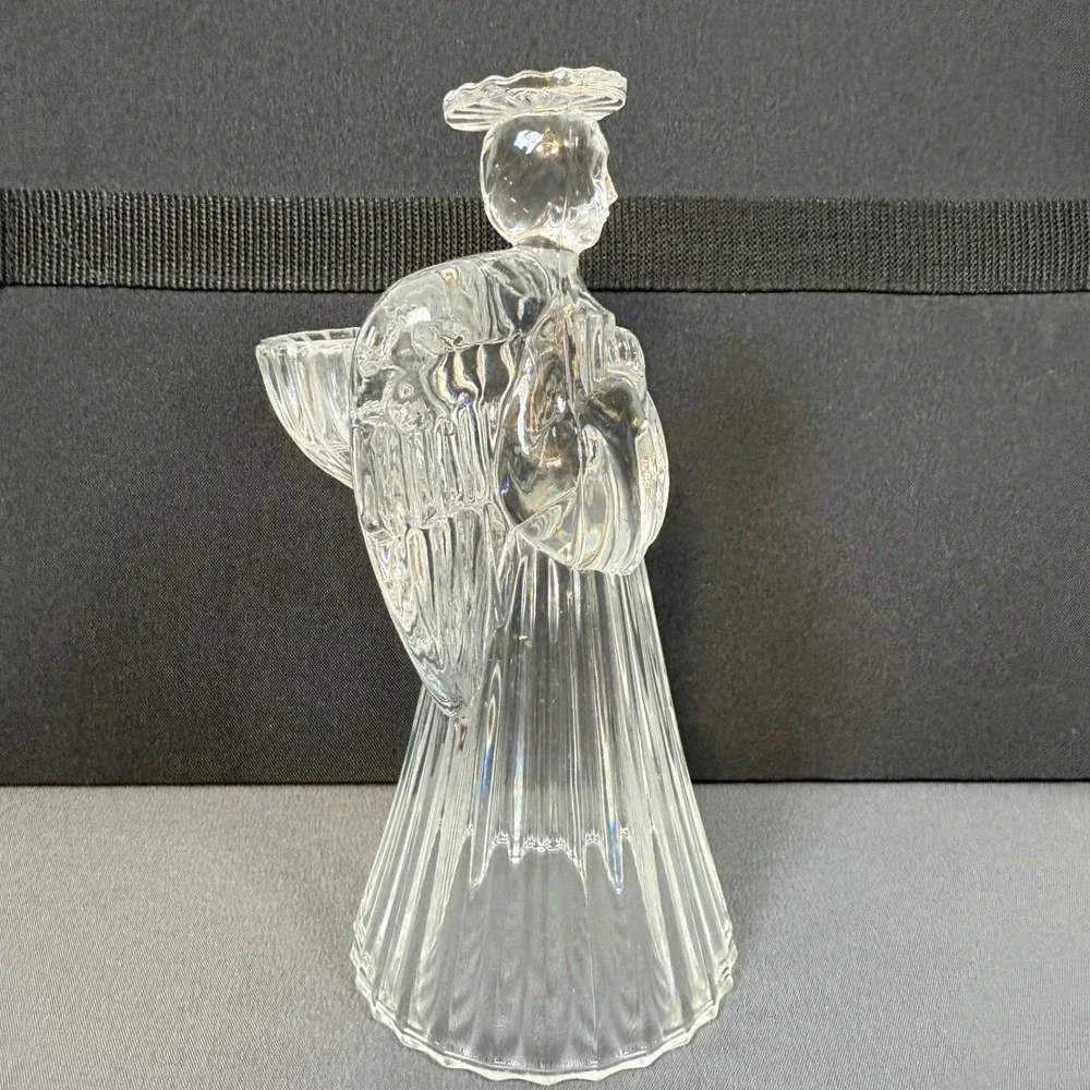 Clear Glass Angel‎ Candle Holder Taper Votive Tealight Table Decor